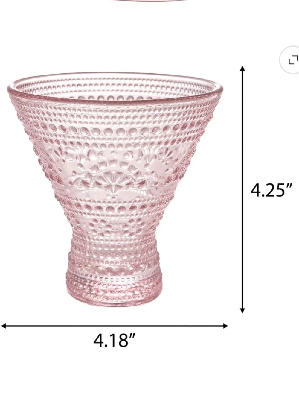 ❤️ New The Pioneer Woman Channing Pink Beaded 9.5 .oz  Coctail Glass Dessert